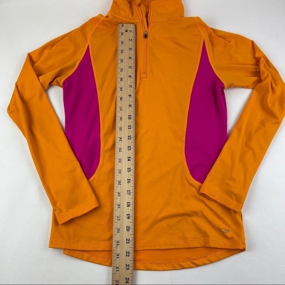 C9 Champion Running Jacket Womens Small Orange Pink Lon gSleeve Quarter Zip - Picture 8 of 9